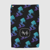 Mermaid aqua blue ombre Sparkles Monogram Golfhanddoek (Voorkant)