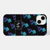 Mermaid aqua blue ombre Sparkles Monogram iPhone Hoesje (Achterkant horizontaal)