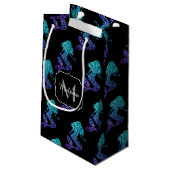 Mermaid aqua blue ombre Sparkles Monogram Klein Cadeauzakje (Achterkant Gekanteld)
