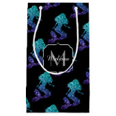 Mermaid aqua blue ombre Sparkles Monogram Klein Cadeauzakje (Voorkant)