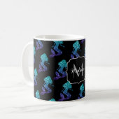 Mermaid aqua blue ombre Sparkles Monogram Koffiemok (Voorkant links)