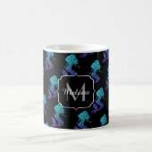 Mermaid aqua blue ombre Sparkles Monogram Koffiemok (Center)