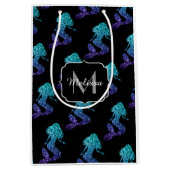 Mermaid aqua blue ombre Sparkles Monogram Medium Cadeauzakje (Voorkant)