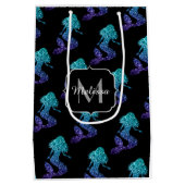 Mermaid aqua blue ombre Sparkles Monogram Medium Cadeauzakje (Achterkant)