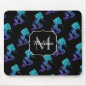 Mermaid aqua blue ombre Sparkles Monogram Muismat (Voorkant)