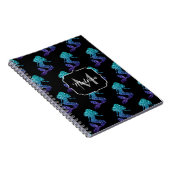 Mermaid aqua blue ombre Sparkles Monogram Notitieboek (Rechterzijde)