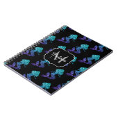 Mermaid aqua blue ombre Sparkles Monogram Notitieboek (Linkerzijde)