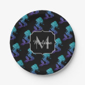 Mermaid aqua blue ombre Sparkles Monogram Papieren Bordje (Voorkant)