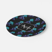 Mermaid aqua blue ombre Sparkles Monogram Papieren Bordje (Gekanteld)