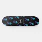 Mermaid aqua blue ombre Sparkles Monogram Persoonlijk Skateboard (Horizontaal)