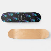 Mermaid aqua blue ombre Sparkles Monogram Persoonlijk Skateboard (Horizontaal)