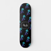 Mermaid aqua blue ombre Sparkles Monogram Persoonlijk Skateboard (Voorkant)
