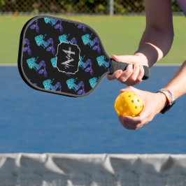Mermaid aqua blue ombre Sparkles Monogram Pickleball Paddle