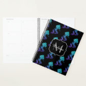Mermaid aqua blue ombre Sparkles Monogram Planner (Display)