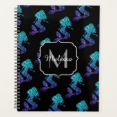 Mermaid aqua blue ombre Sparkles Monogram Planner (Voorkant)