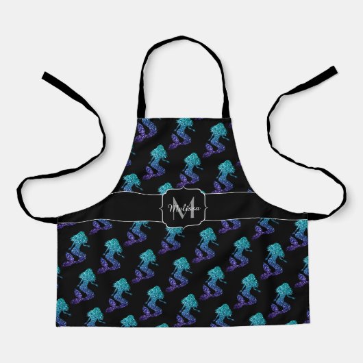 Mermaid aqua blue ombre Sparkles Monogram Schort (Voorkant)