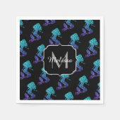 Mermaid aqua blue ombre Sparkles Monogram Servet (Voorkant)