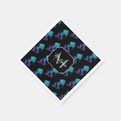 Mermaid aqua blue ombre Sparkles Monogram Servet (Hoek)