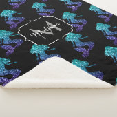 Mermaid aqua blue ombre Sparkles Monogram Sherpa Deken (3/4)