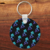 Mermaid aqua blue ombre Sparkles Monogram Sleutelhanger (Achterkant)