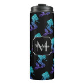 Mermaid aqua blue ombre Sparkles Monogram Thermosbeker (Voorkant)