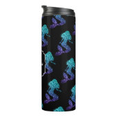 Mermaid aqua blue ombre Sparkles Monogram Thermosbeker (Geroteerd rechts)