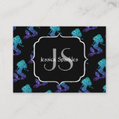 Mermaid aqua blue ombre Sparkles Monogram Visitekaartje (Voorkant)