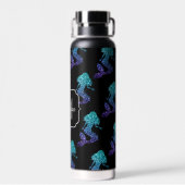 Mermaid aqua blue ombre Sparkles Monogram Waterfles (Achterkant)