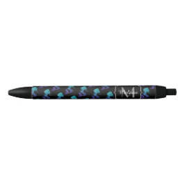 Mermaid aqua blue ombre Sparkles Monogram Zwarte Inkt Pen
