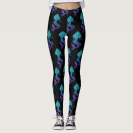 Mermaid aqua blue ombre Sparkles patroon Leggings