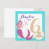 Mermaid Aqua Blue Paars Whimsical Kinder Kaart (Voorkant / Achterkant)
