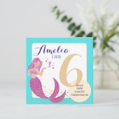 Mermaid Aqua Blue Paars Whimsical Kinder Kaart (Staand voorkant)