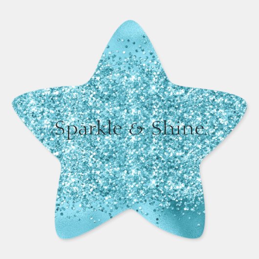 Mermaid Aqua Confetti Sparkle Glitter Ster Sticker (Voorkant)
