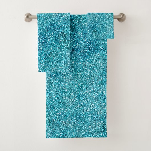 Mermaid Aqua Glitz Glitter Bad Handdoek (Insitu)