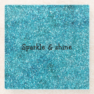 Mermaid Aqua Glitz Glitter Glazen Onderzetter
