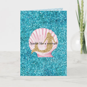 Mermaid Aqua Glitz Glitter Kaart