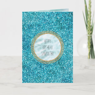 Mermaid Aqua Glitz Glitter Kaart