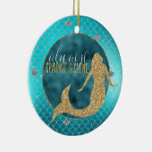 Mermaid Aqua Gold Silver Sparkle Glitter Keramisch Ornament (Rechts)