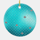 Mermaid Aqua Gold Silver Sparkle Glitter Keramisch Ornament (Achterkant)