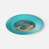 Mermaid Aqua Gold Silver Sparkle Glitter Papieren Bordje (Gekanteld)