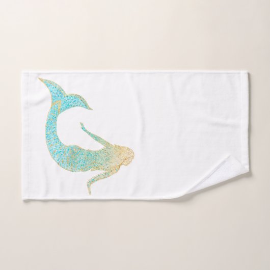 Mermaid Aqua Gold Sparkle Bad Handdoek (Handdoek)