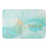 Mermaid Aqua Gold Sparkle Badmat (Voorkant)