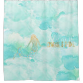 Mermaid Aqua Gold Sparkle Douchegordijn (Voorkant)