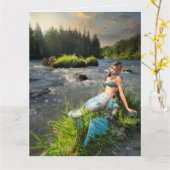  MERMAID ART BIRTHDAY Wenskaart Kaart (Gele Bloem)