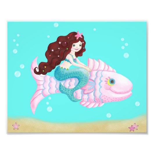Mermaid art print voor kinderen foto afdruk (Voorkant)