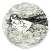 Mermaid & baby art van Amelia Bauerle Bowerley Keramische Knop (Voorkant)