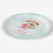 Mermaid Baby Clam Shell Tiara Pearls Pink Gold Papieren Bordje (Gekanteld)