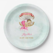 Mermaid Baby Clam Shell Tiara Pearls Pink Gold Papieren Bordje (Voorkant)