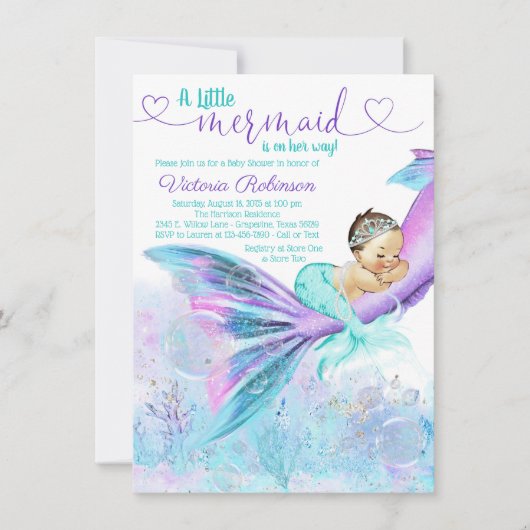 Mermaid Baby Girl Baby shower Kaart (Voorkant)