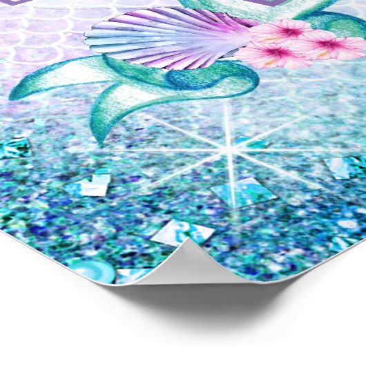 Mermaid Baby Girl Shower Welkomstsignalen Poster (Hoek)